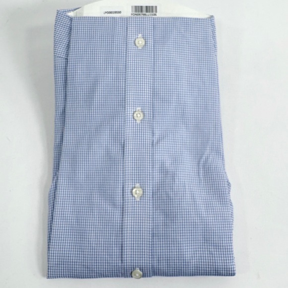 NWT Charles Tyrwhitt Dress Shirt Blue Micro Check Classic Fit Non-Iron Men S - Picture 5 of 7